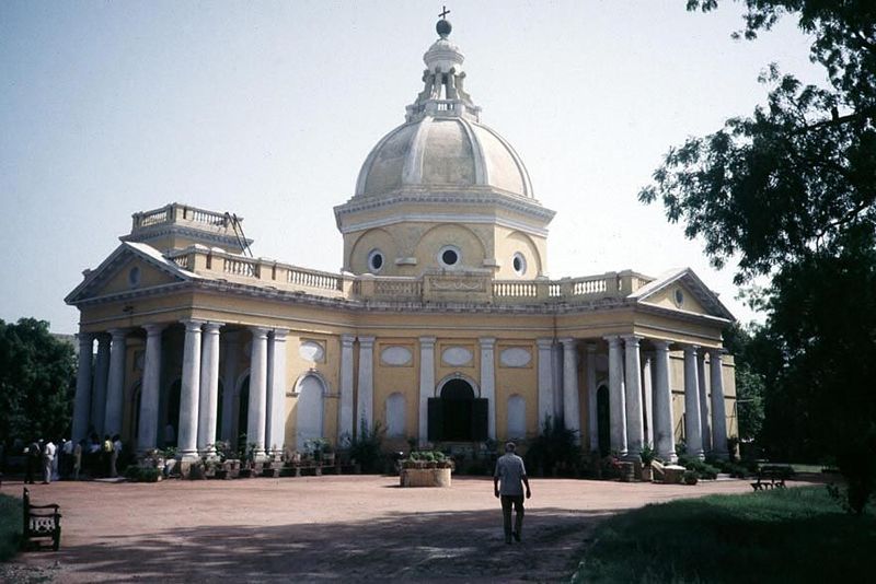 It was completed in 1836 on an unusual cruciform plan and, though damaged, survived the rebellion of 1857. Here it is as it was in 1980. Not