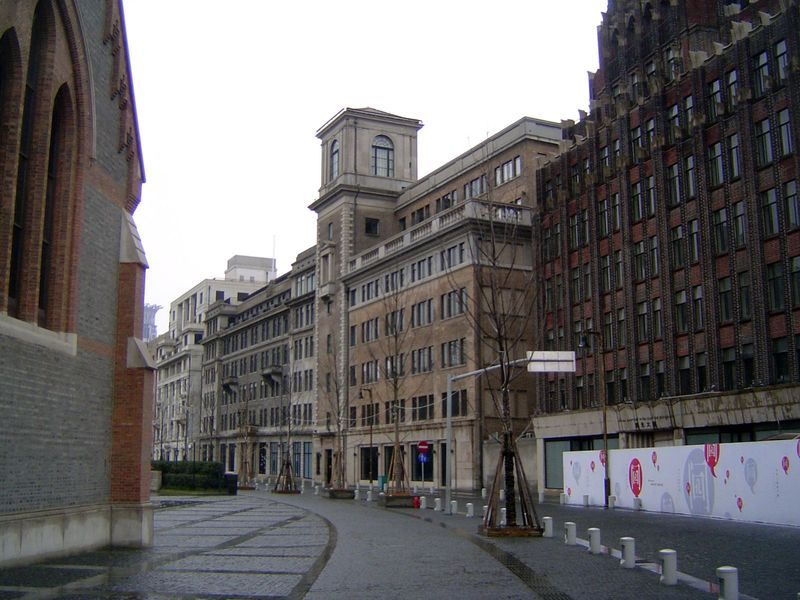 Drifting south, away from the creek and a block back from the river: Yuanmingyuan Road, with sober office blocks.