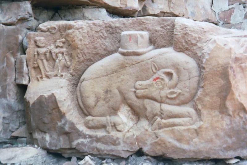 Shiva lingam atop Nandi, Shiva's mount.
