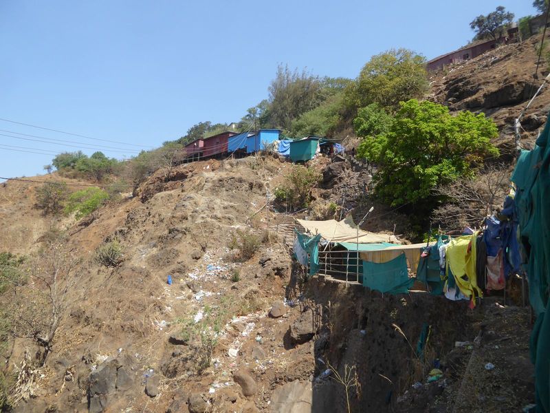 And now the much more popular hike up to the Karla or Karle Caves. The nice thing about running a trinket shop along a path like this is tha