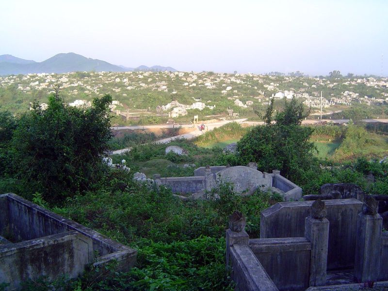 Cemetery behind the garden.