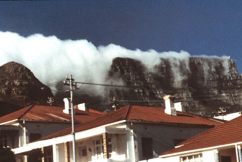Speaking of which, a cloudfall tumbles off the city's Table Mountain.