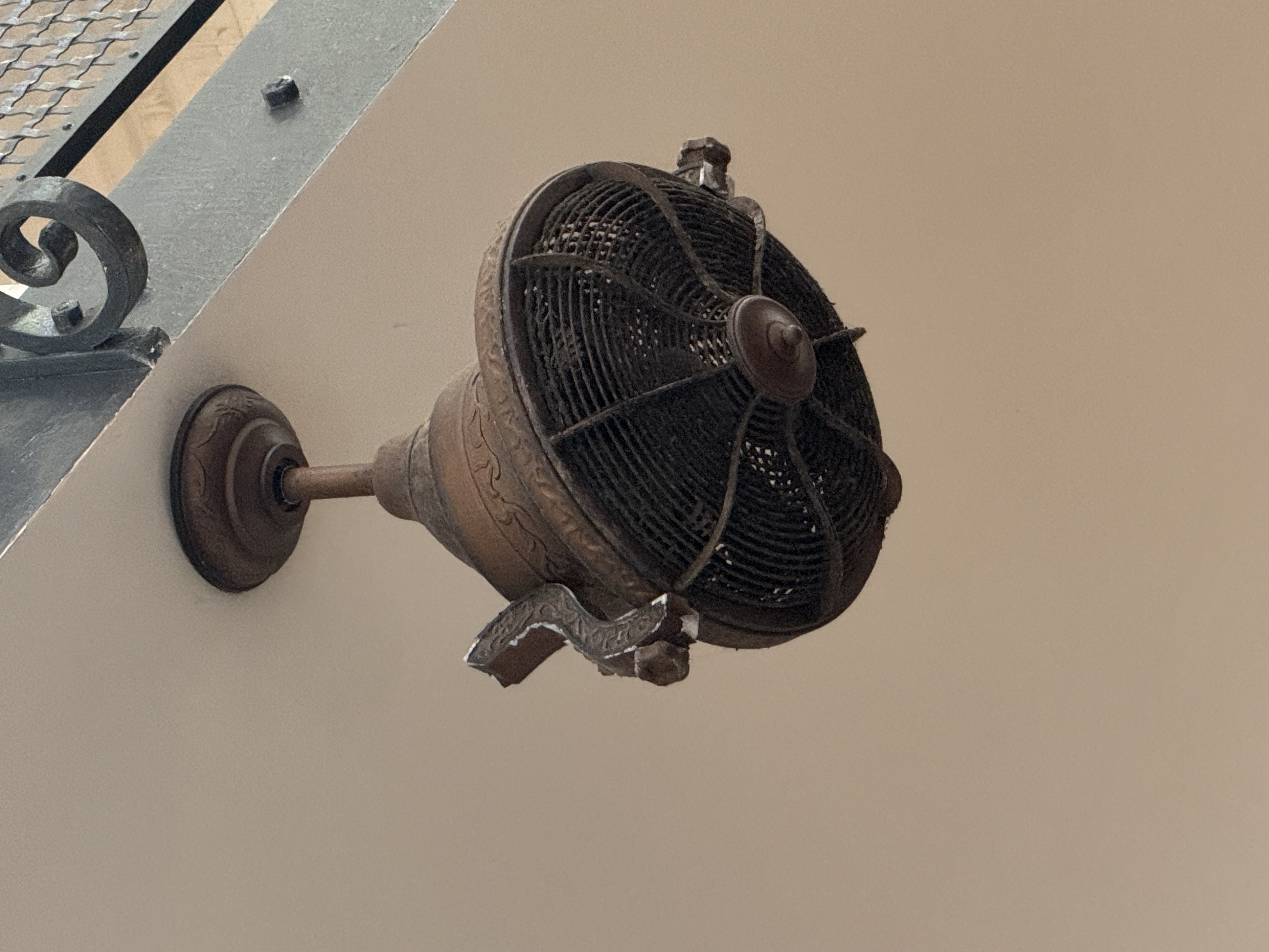 No, Virginia, it's not a death ray.  It's from the old days when people used something called "fans."  These fans are no longer used, but th