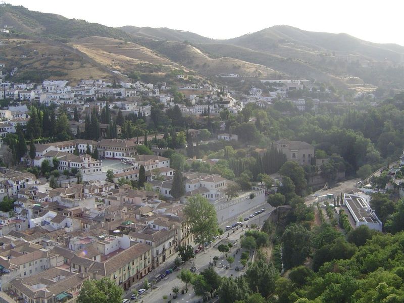 This is the first of three pictures of the view from the Alhambra. Here we look down the north slope of the ridge toward the district known 