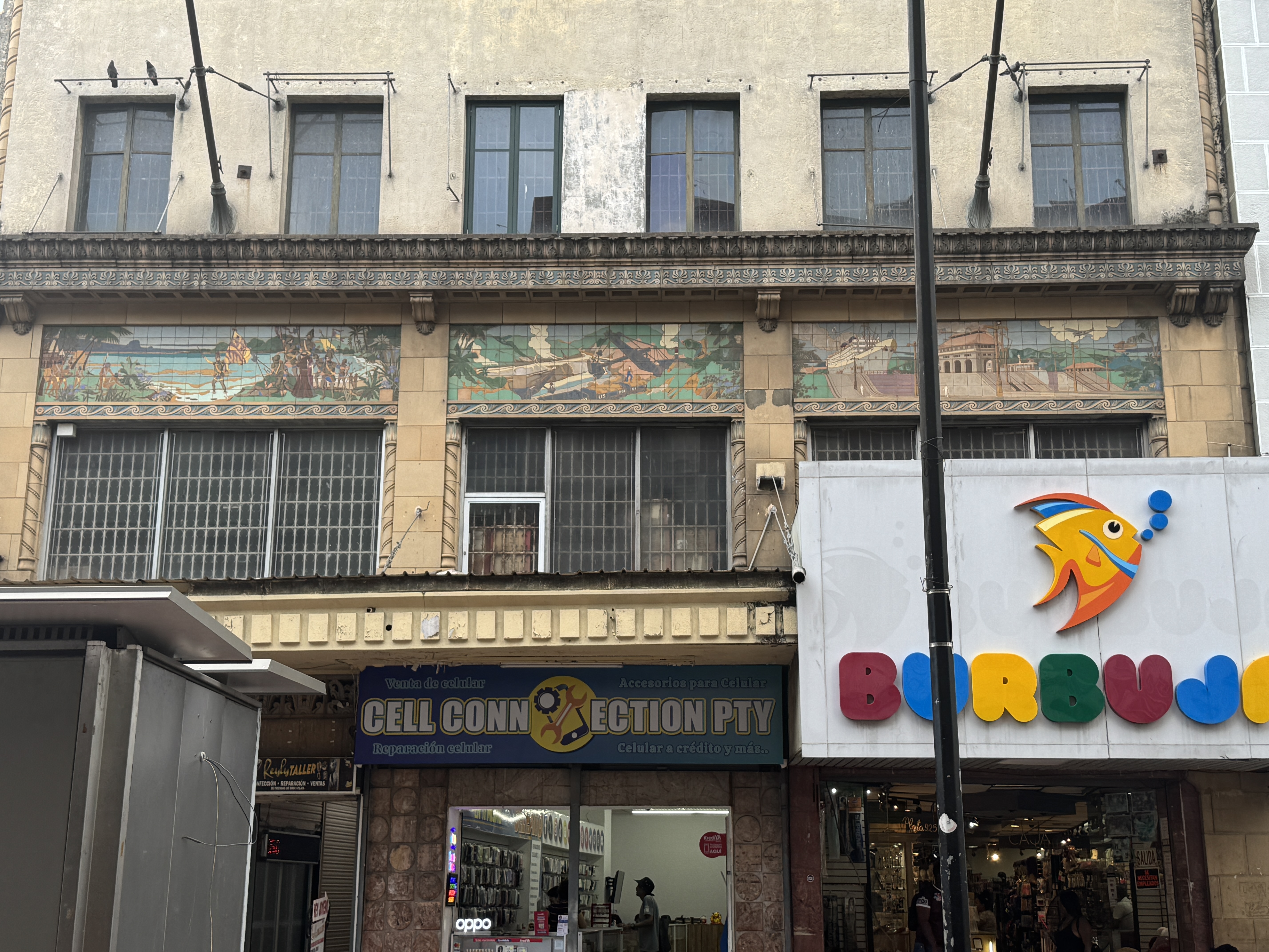 The central mural is definitely the Culebra for a long time it was called the Gaillard Cut.  The one of the right is a melange, and the one 