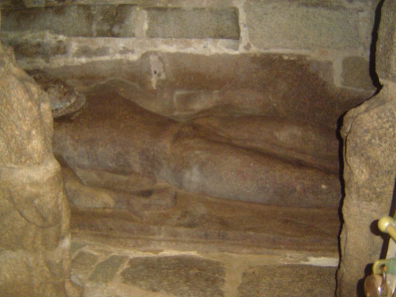 And here, taking a well-deserved rest, is the pre-temple image of Vishnu.