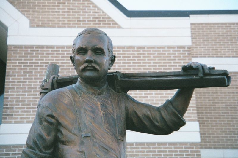 Abner Norman, in the bronze. It's a recent statue, based on some photographs, and to the extent they notice it Normanites seem fond of it. I