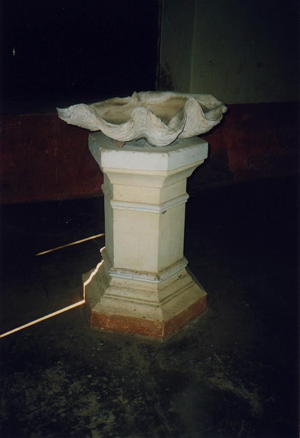 An exotic baptismal font.