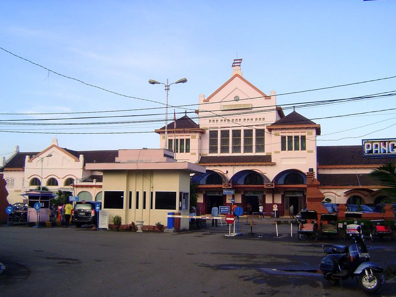 The railroad station.