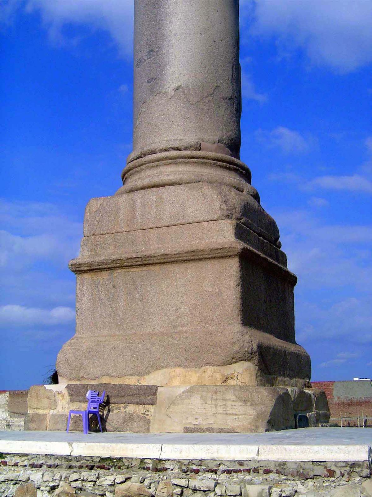 It's made of red granite from Aswan that was presumably first cut for use in a temple. How it got here is another matter, river or no.