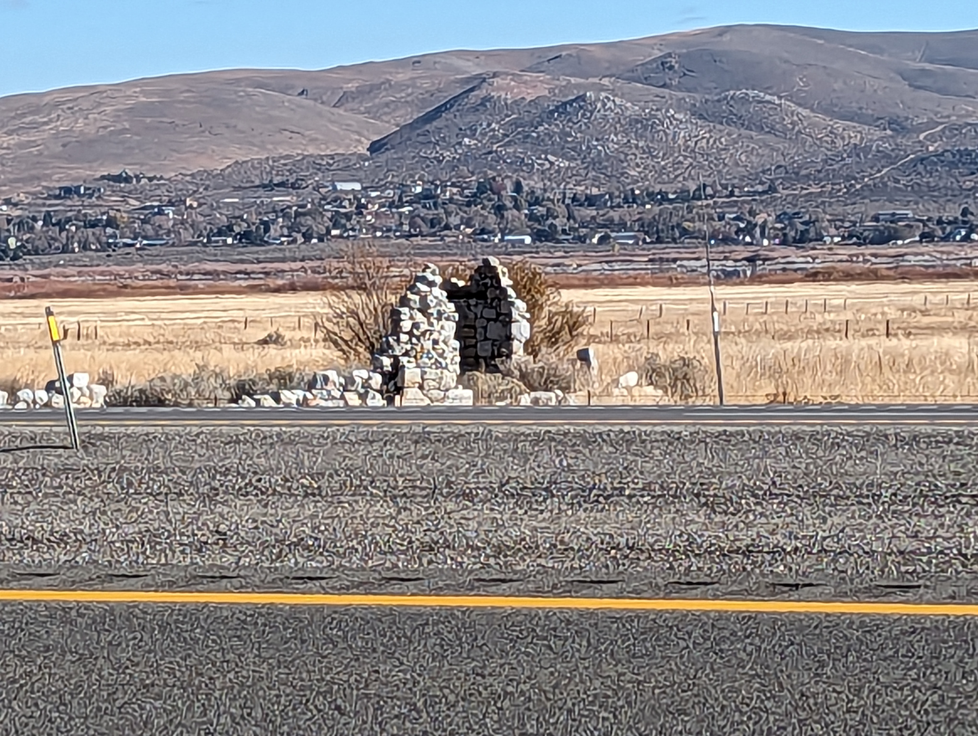 Looking east from a point near the Bowers Mansion, this is all that's left of the mill where silver was extracted from ore produced by Virgi