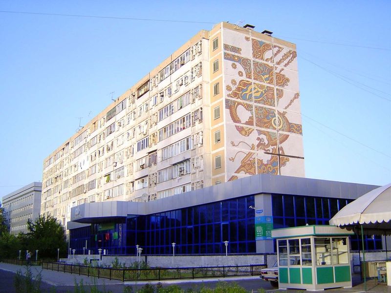 The city has a large stock of apartment buildings that are unmitigatedly grim, except for the ornamentation of the end walls.