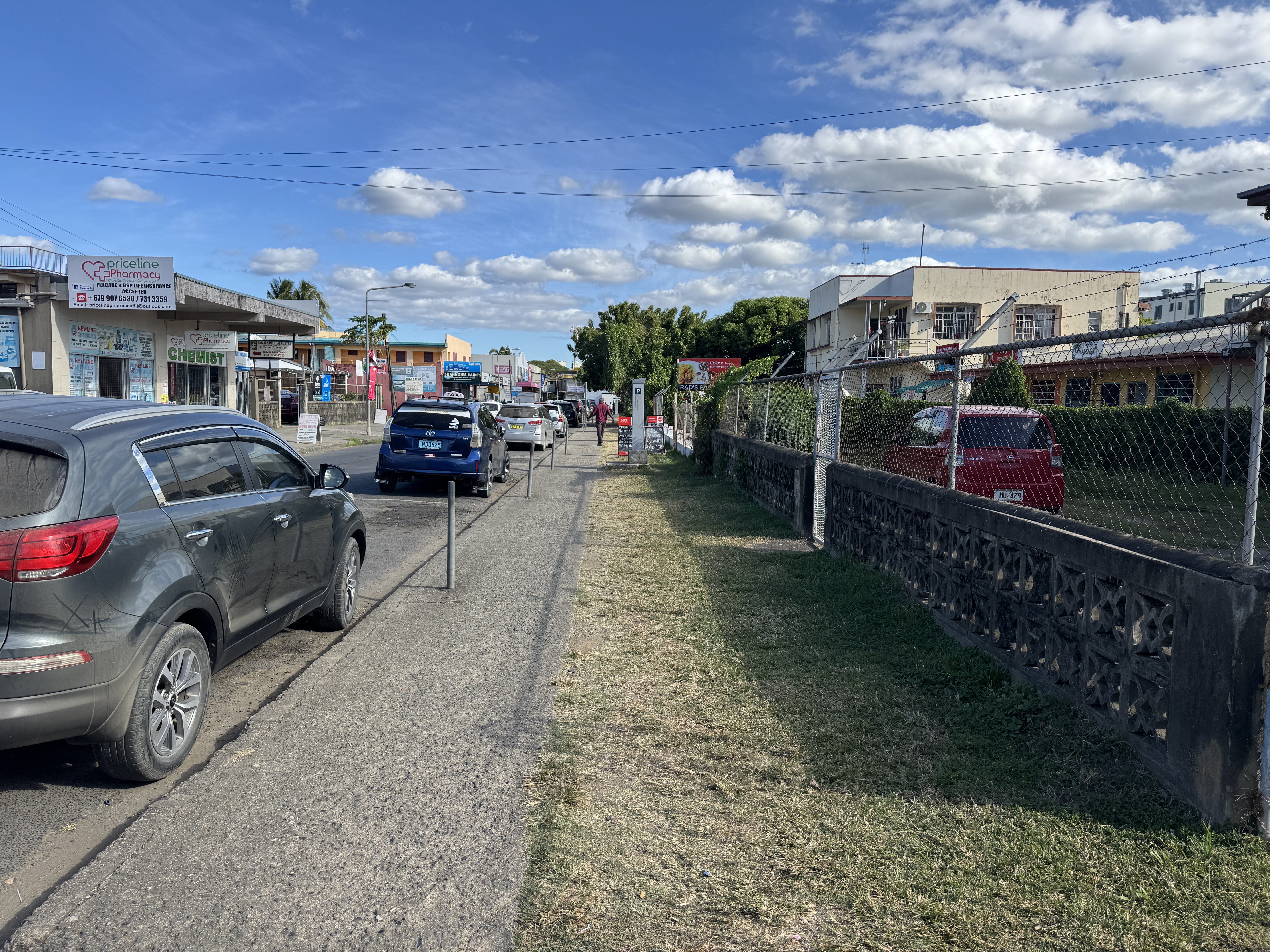 One block to the west, there's much less action.