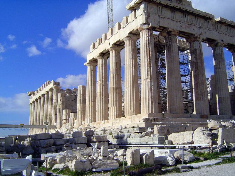 The south side. Restoration began under Ludwig Ross in 1834, shortly after Prince Otto of Bavaria had been imported as independent Greece's 