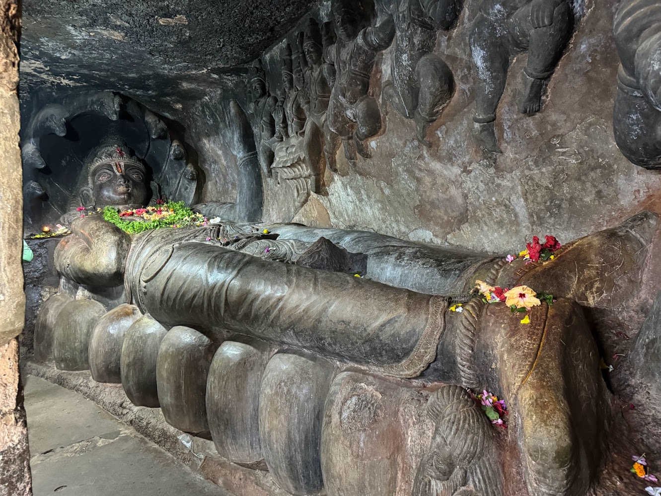Here's an excavated Vishnu.  I'm still puzzled by his feet.   Seems painful.