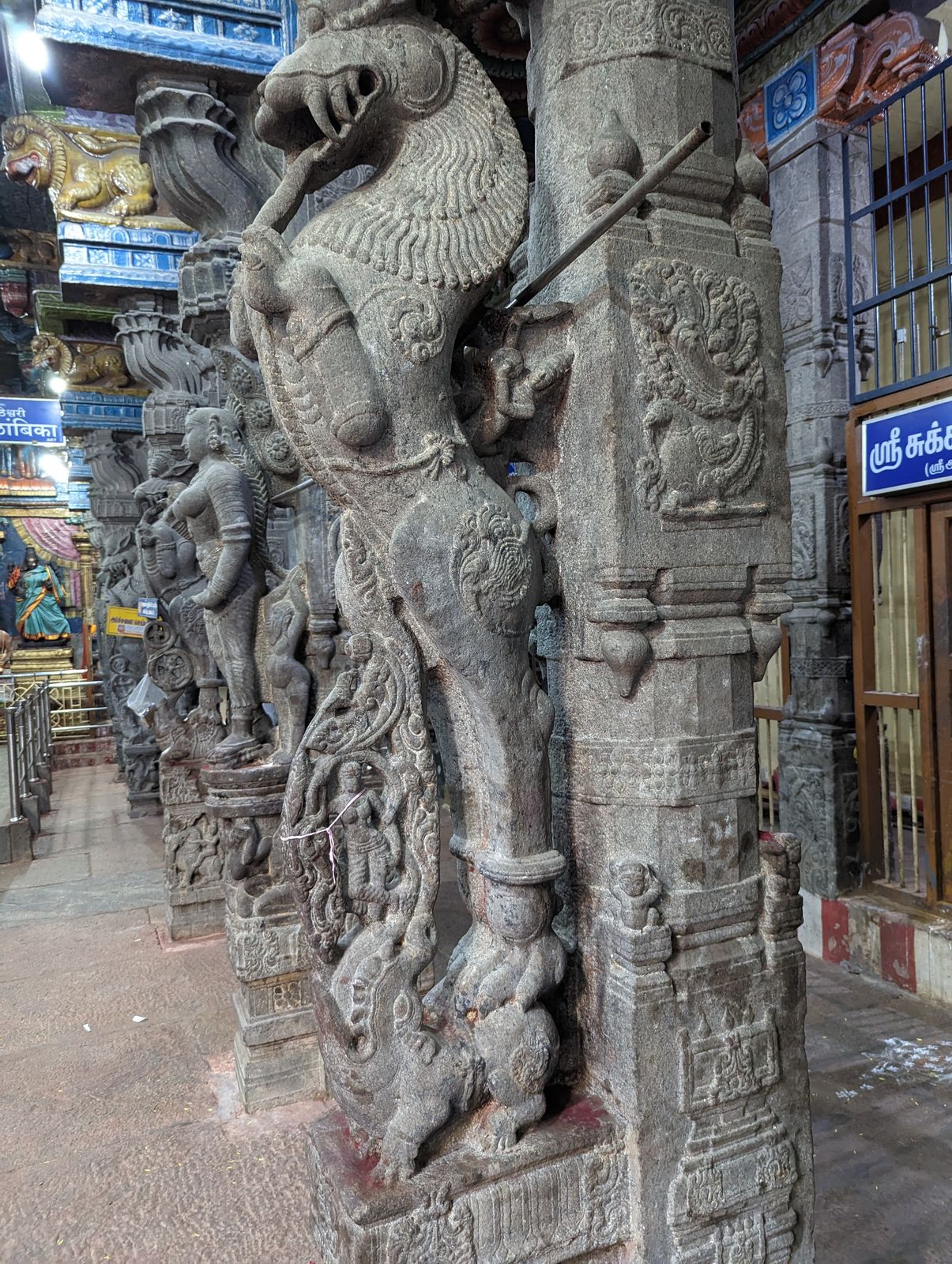 Parts of the temple, like these pillars, are from the 1600s and later.