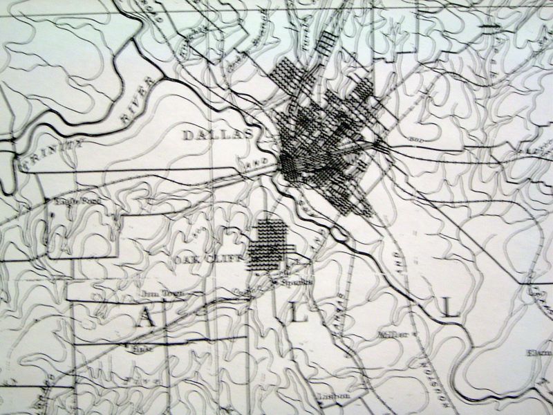 This USGS topo sheet shows not only the incremental growth of the city north and east but the important jump west across the Trinity River t