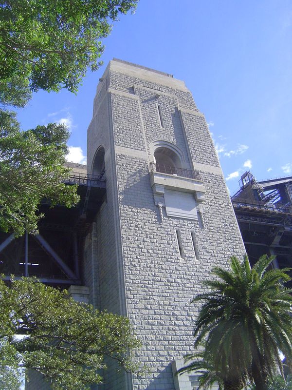The top of the pylons is merely decorative. Jahn recalls a mocking editorial in the British journal Engineering. Writing even before constru
