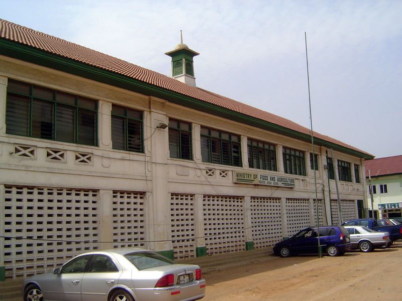 Compared to Korle Bu and Achimota, Ghana's government offices are very modest, perhaps appropriately so. Here, Food and Agriculture.
