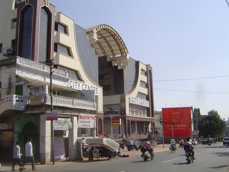 The effects are felt back in Hyderabad. Here's a shopping center at Abids, the long-time commercial center.