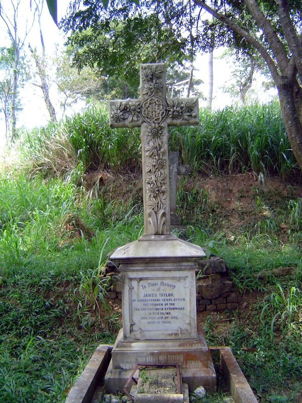 Probably the best known grave at Mahayaya is this one, holding the founder of the Ceylon tea industry. James Taylor, like James Blacklaw in 