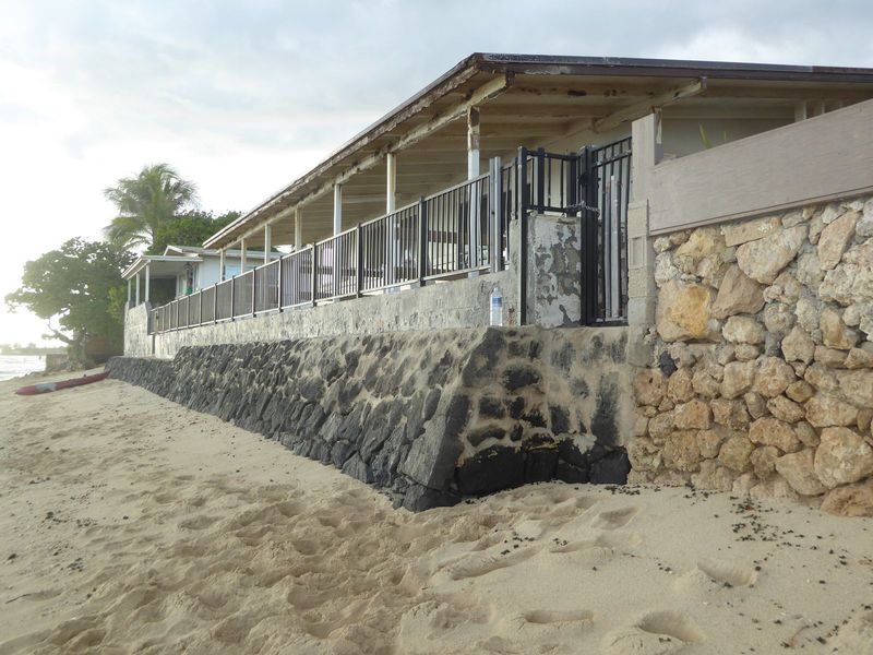 The wall is a reminder that the Pacific Tsunami Warning Center is two blocks inland.