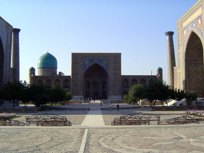 The designers of the mosque had to choose between maintaining axiality or facing Mecca. Mecca won, which is why the dome of the mosque, whic