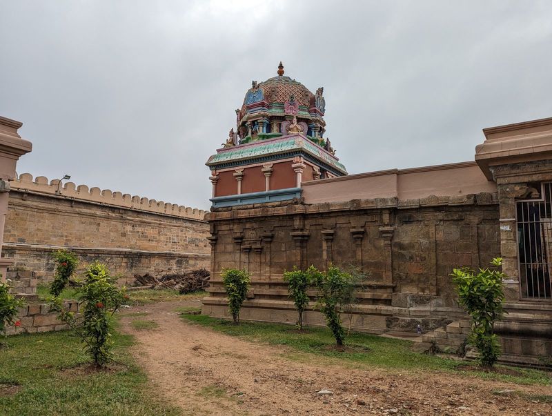 A Krishna temple stands in the courtyard between the third and fourth walls. It's just west of the main north-south axis and about 200 meter