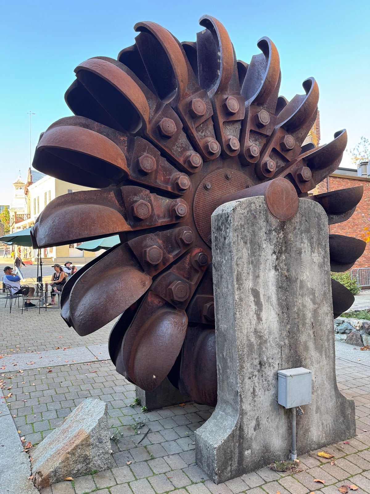 Most hydroelectric plants today run on Francis turbines, but the Pelton Wheel was invented locally by Lester Pelton and is well suited to pl