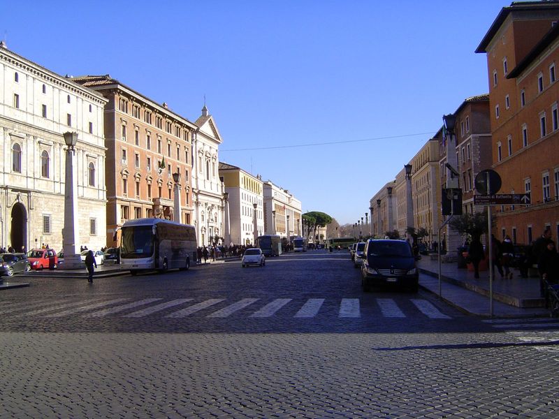 It's even blander looking the other way, toward the Tiber.