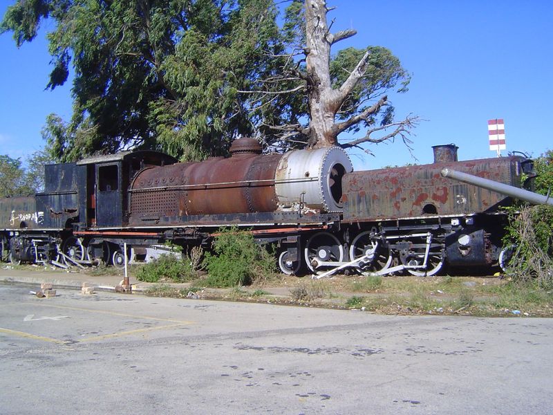 Instead of a railway museum, the station instead has a falling-apart Garratt engine.