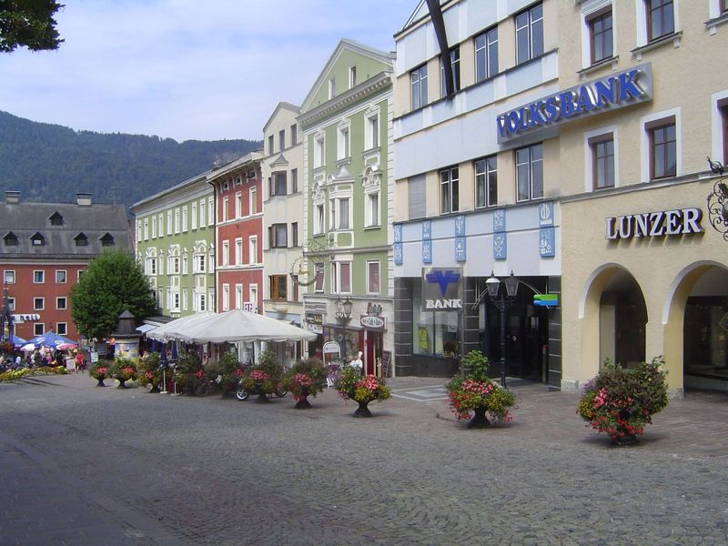 The lower city square.