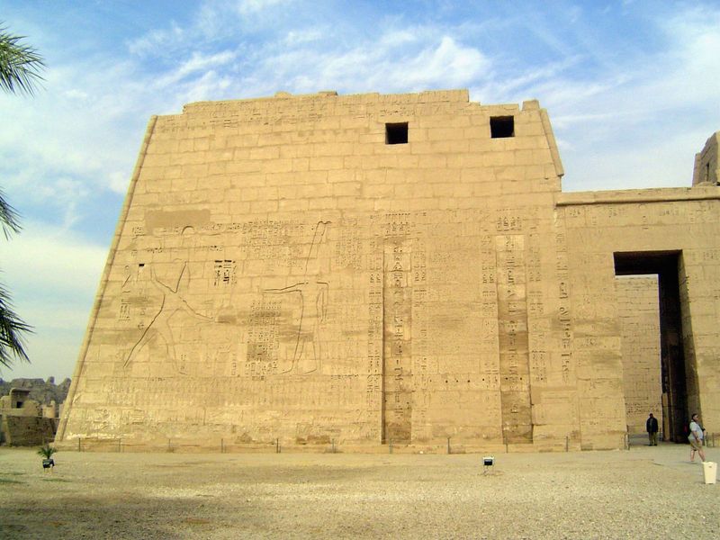The small temple stands on the north side of this forecourt. The open space was once crowded with smaller buildings.