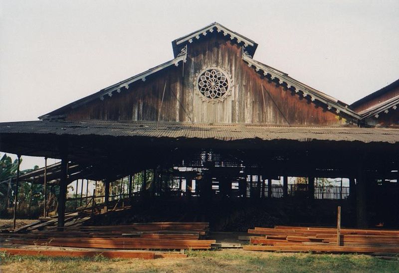 The sawmill proper, with the waterfront beyond, from which logs were dragged. The beautiful lumber suggests that this mill operated in the r