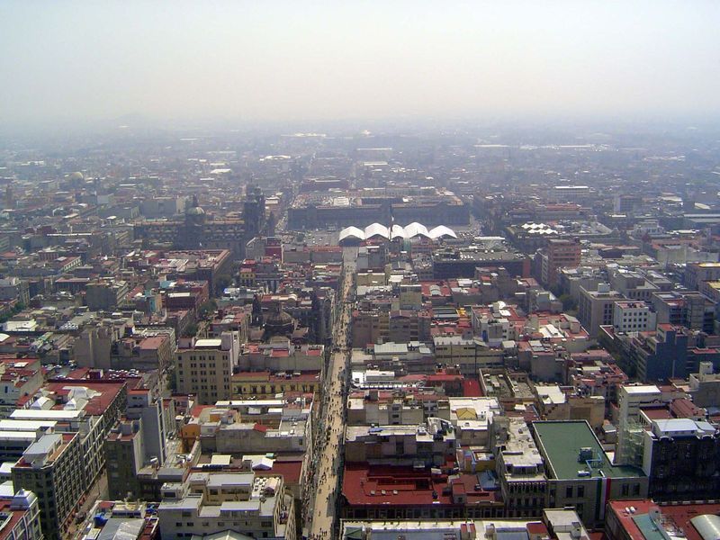 Here's the view the other way, into the colonial city. Francisco Madero runs east to the Zócalo, the great square rimmed most dramatically b