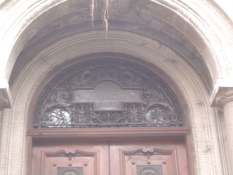 Entrance to the former Chartered Bank, now Standard Chartered.
