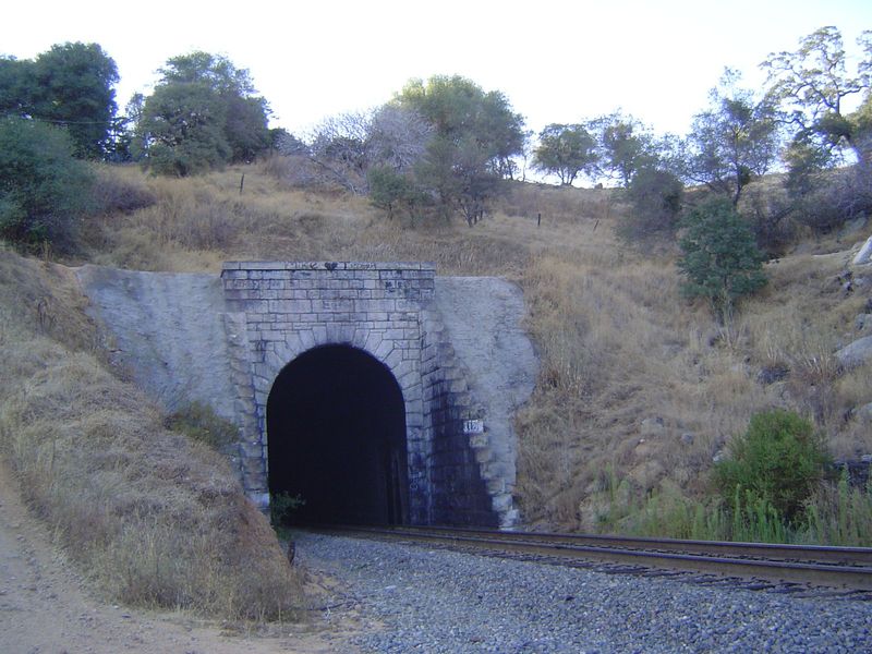 Where the railroad hits granite at Rocklin, tunneling begins.