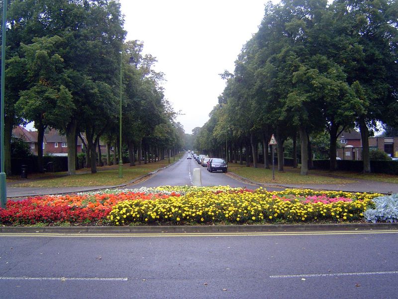 Traffic circles make their first British appearance here.