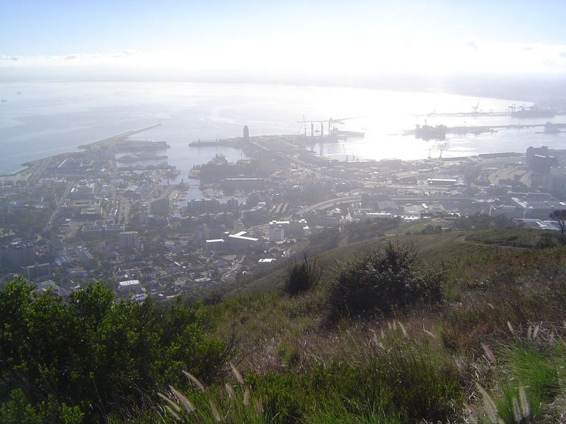 On the right are the city's working docks, the Duncan and beyond it the Schoeman Docks. The V\&A is to the left of the jetty with the Port C