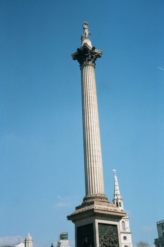 His fame down only a notch from royalty, Nelson stands in Trafalgar Square on an enlarged copy by William Railton of the columns of the temp