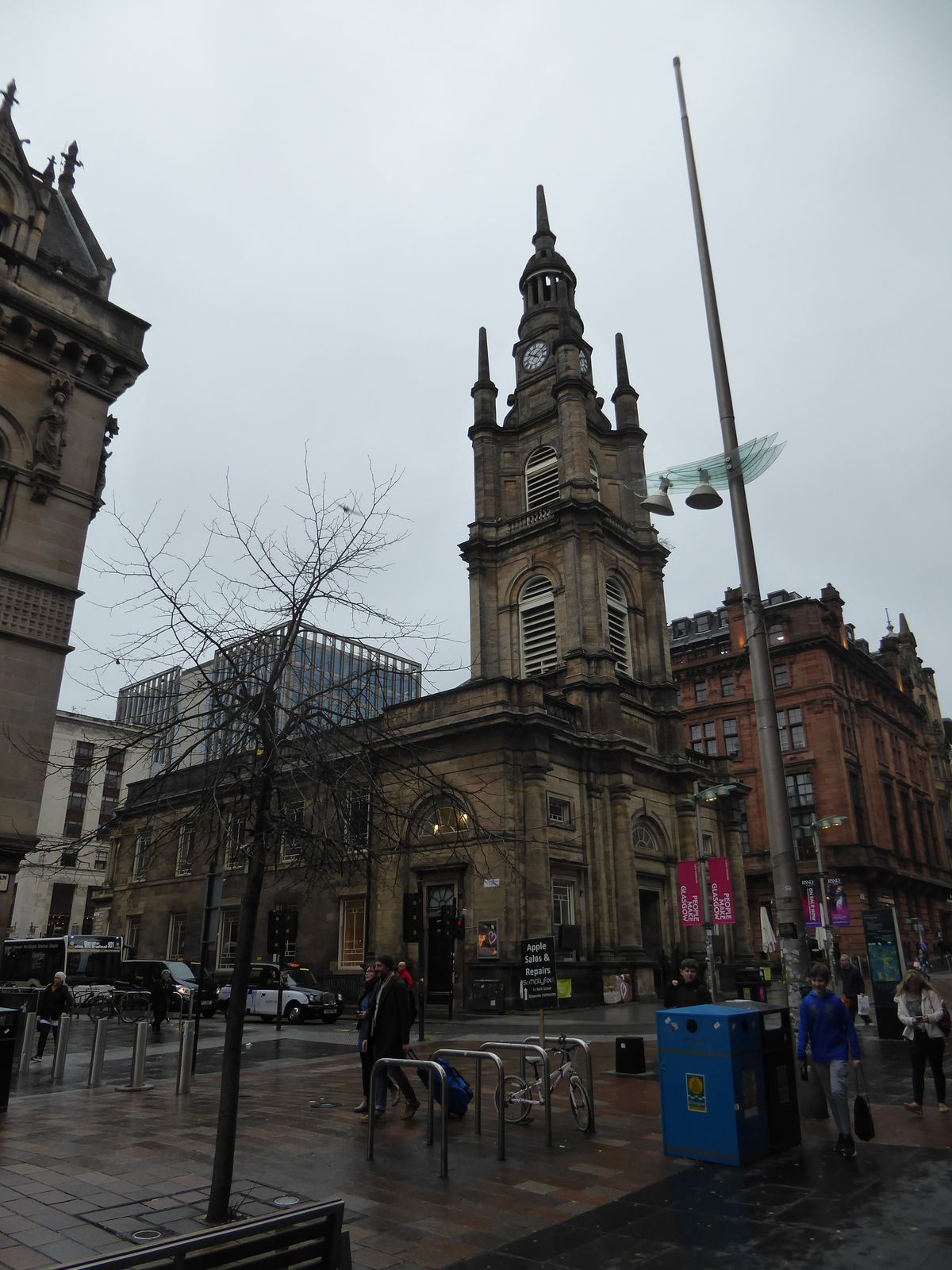 We've come about 800 feet down Buchanan to St. George's Tron, a box of a church completed in 1809 and most noteworthy possibly for its tower
