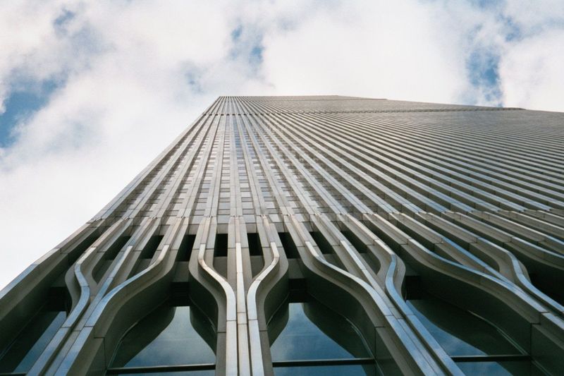Inflate the GM Building and you get the World Trade Center towers designed by Minoru Yamasaki, completed in 1975, and destroyed on September