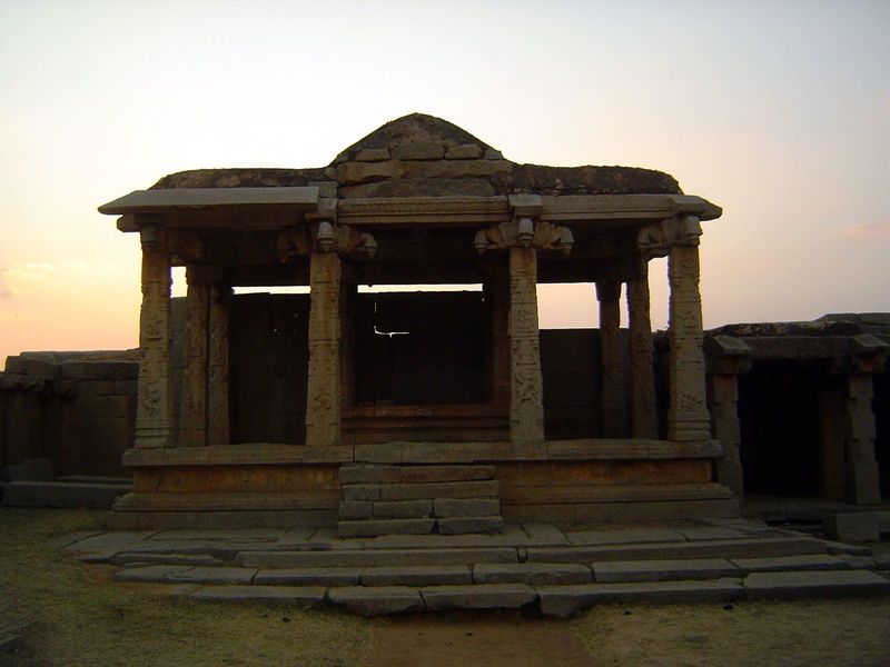 Inside, a pavilion.