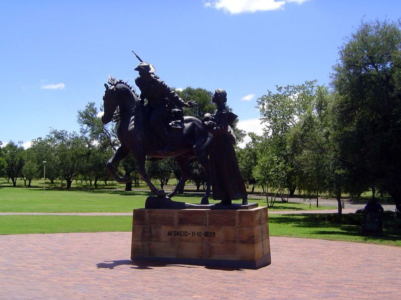 Newer works have been placed on the grounds. This group, entitled "Farewell," was unveiled in 1986.