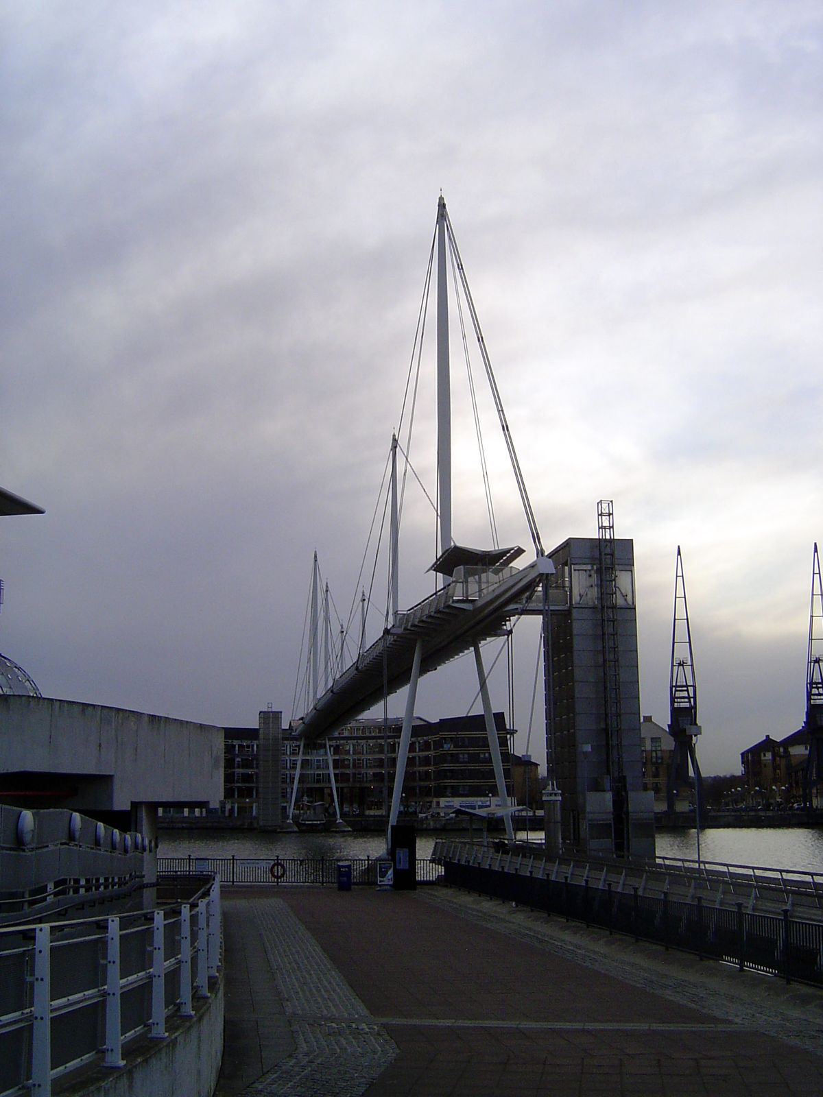 It's easy to see the dock because of this spectacular bridge completed in 1999 and designed so yachts could pass underneath.