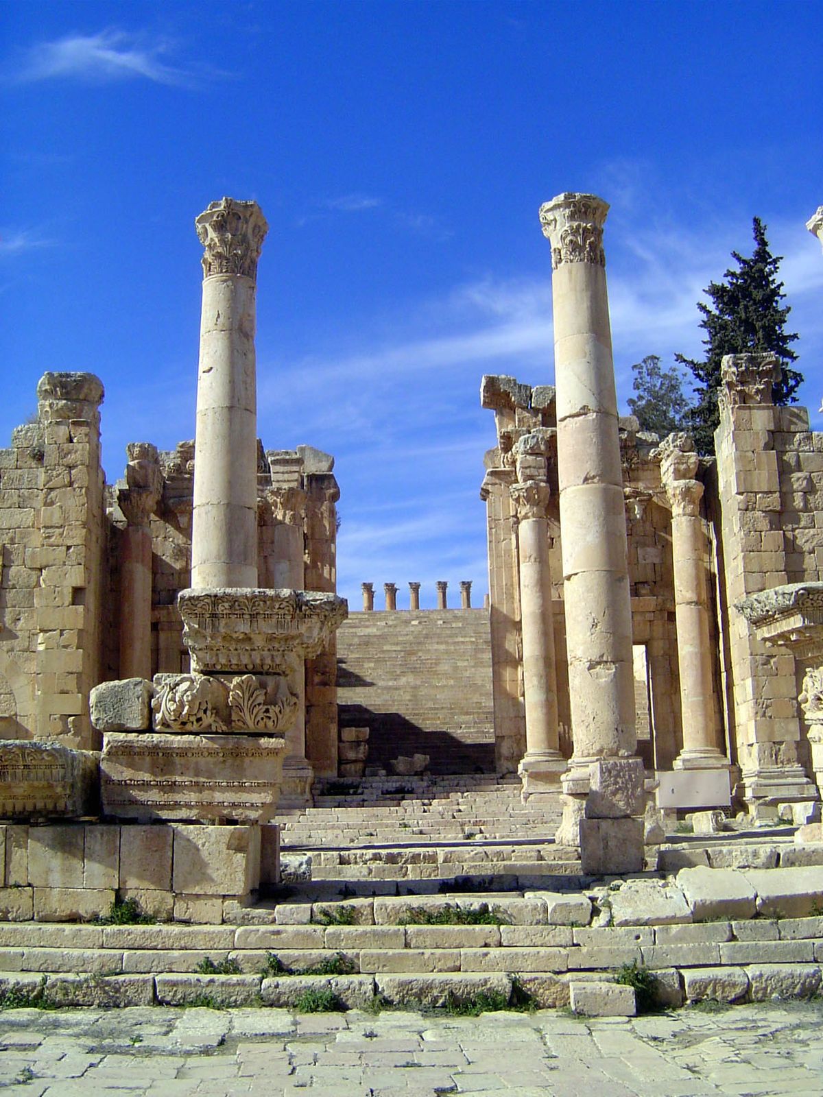 Farther north on the cardo, this is the entrance to the Temple of Artemis, whose columns rise in the background.