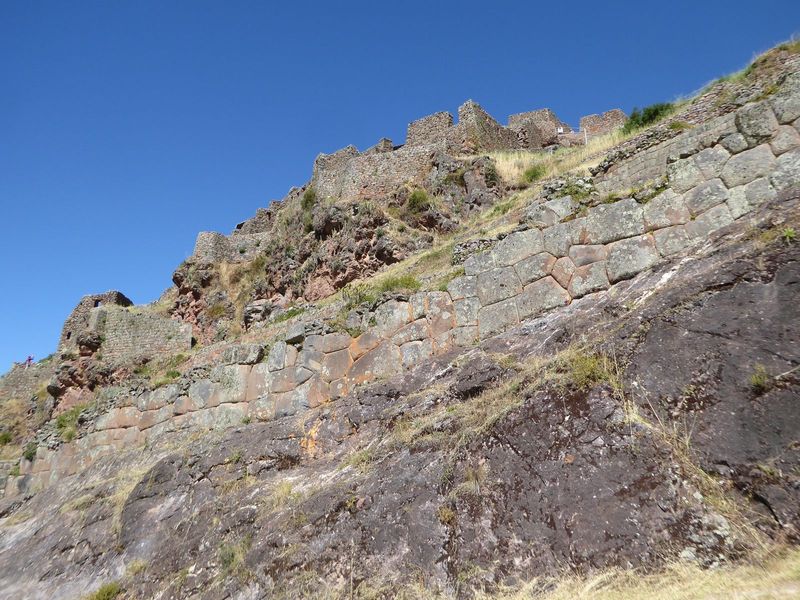 Here's the real thing, seen from the top of the terraces and looking out along the ridge crest toward the west. There's a path atop the wall