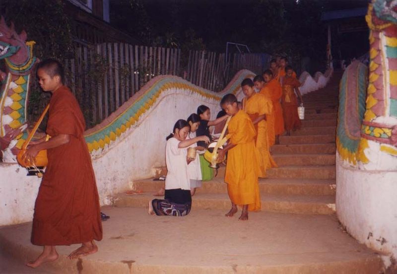 So are the monks who come down the long flight.