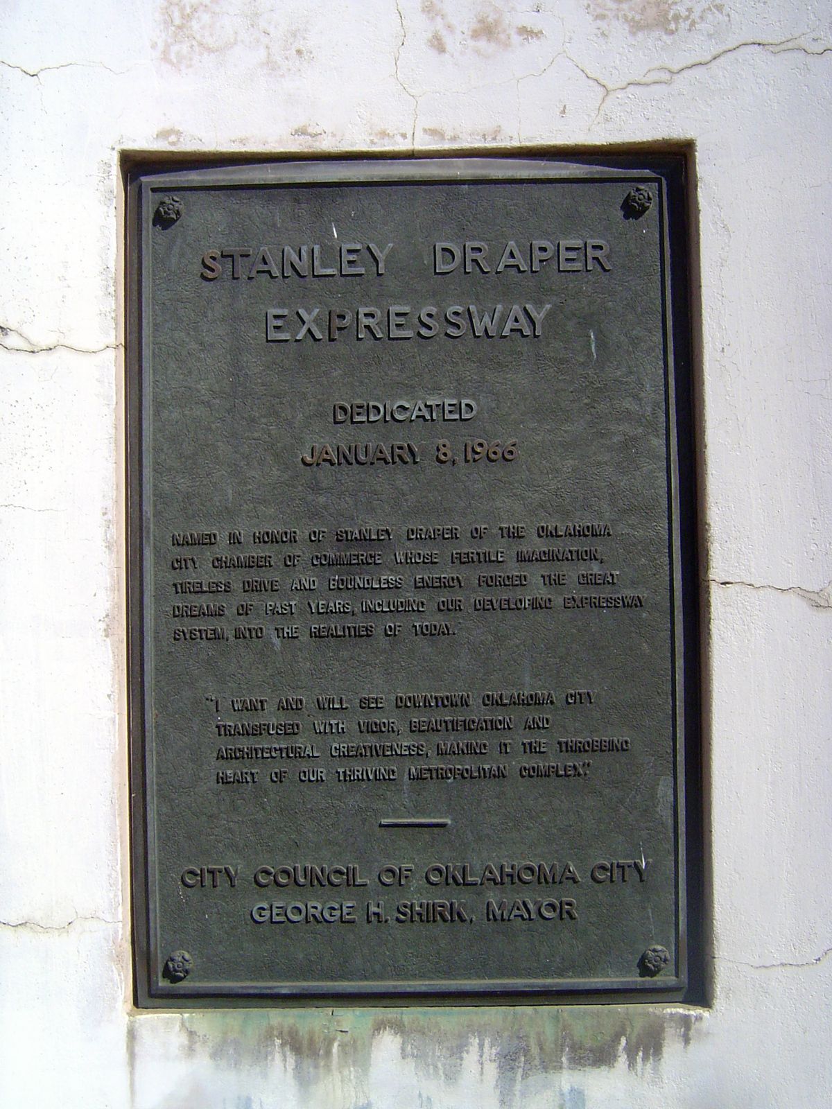 A memorial to him from 1966. It was placed next to the elevated Interstate 40 as it crossed just south of downtown.