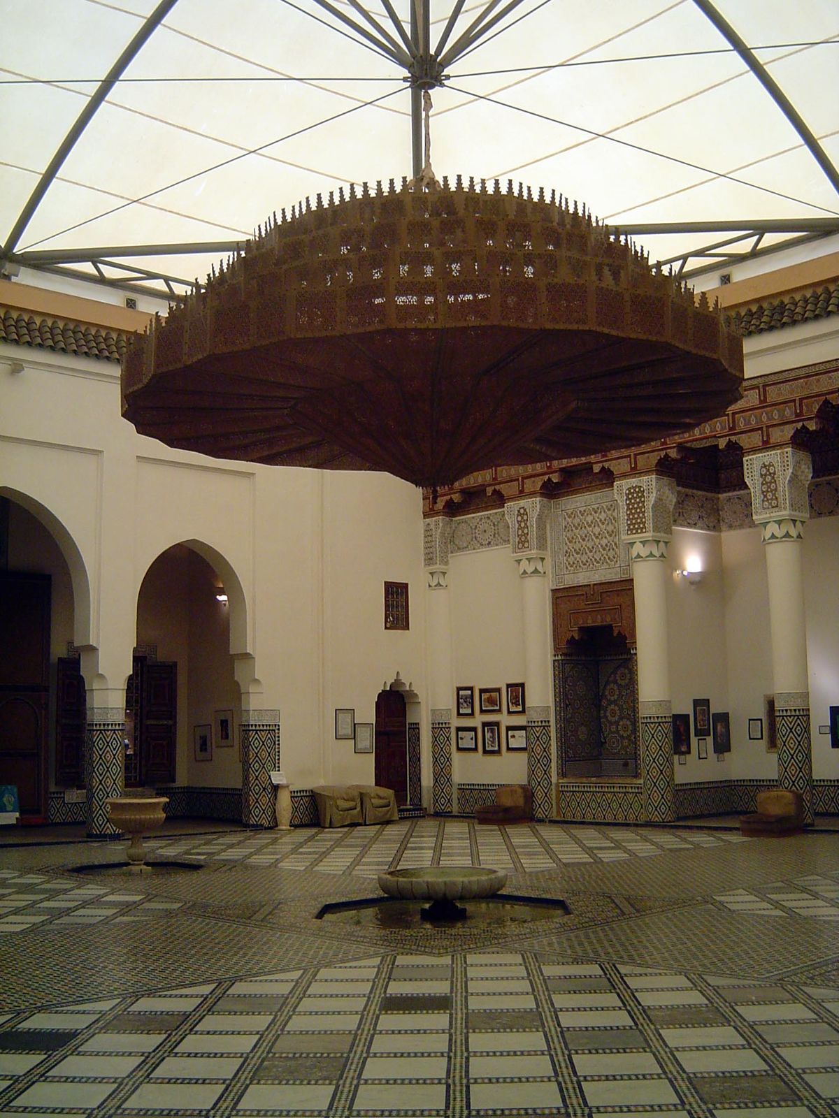 Large courtyard, with added, modern roof.